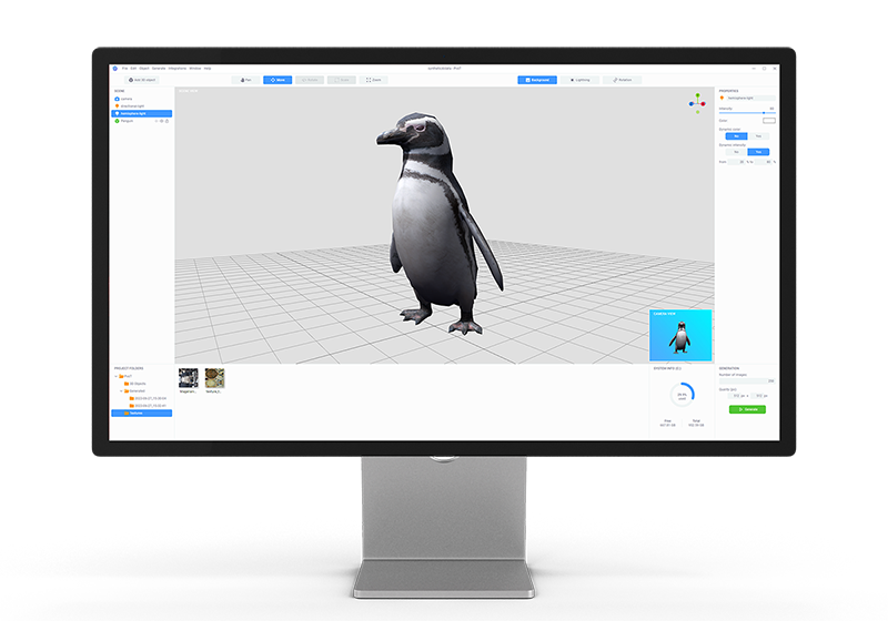 Image of a 3D penguin on a screen Image of a 3D penguin on a screen