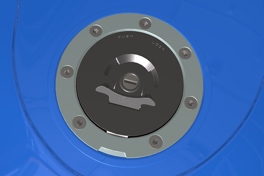 Motorcycle fuel tank cap with color variation