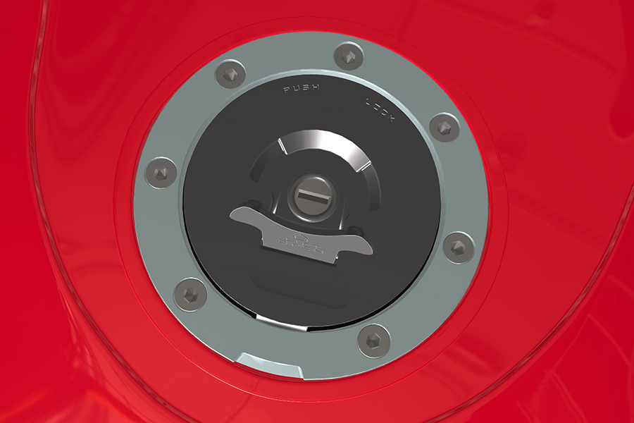 Motorcycle fuel tank cap with bent defect