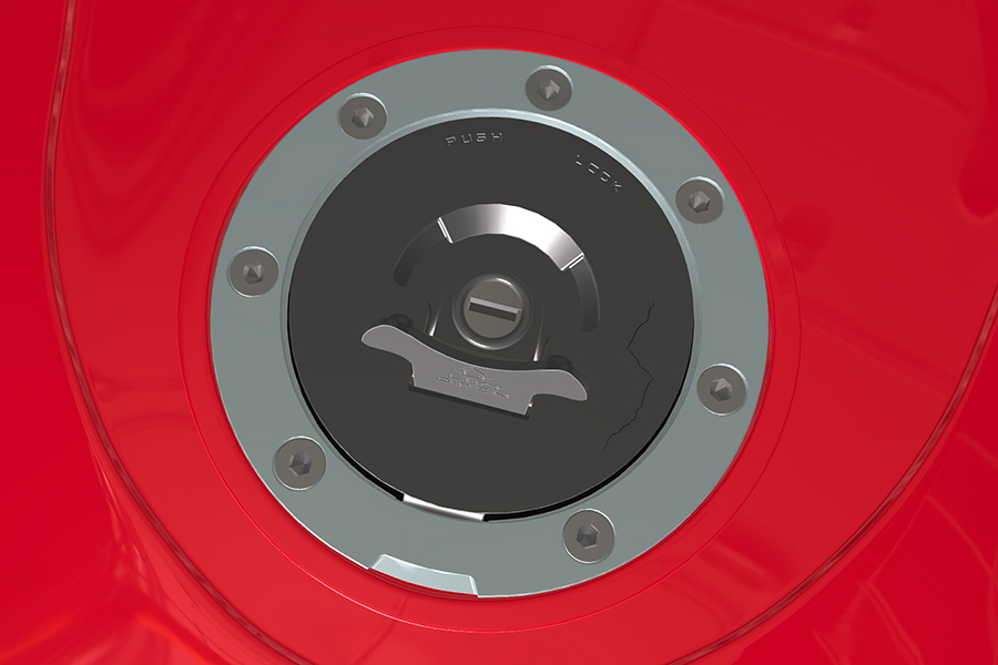 Motorcycle fuel tank cap with crack defect