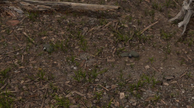 3D render of a terrain covered with mines 3D render of a terrain covered with mines